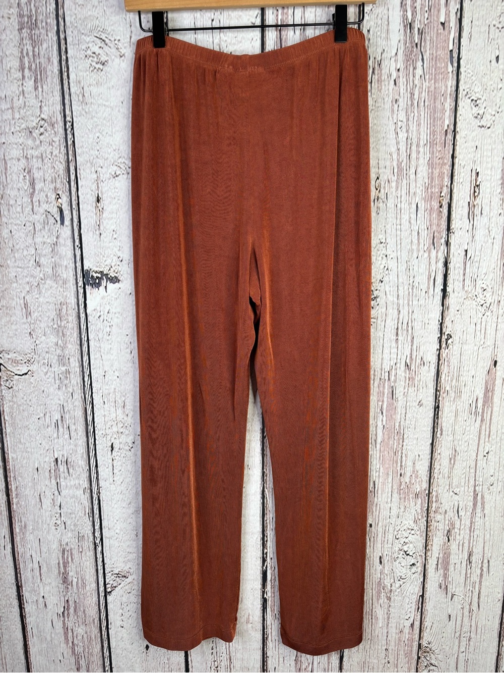 Chico’s Travelers 2 (Large) SHORT Stretchy Terracotta Color Slinky Wide Leg Pant - Picture 5 of 12